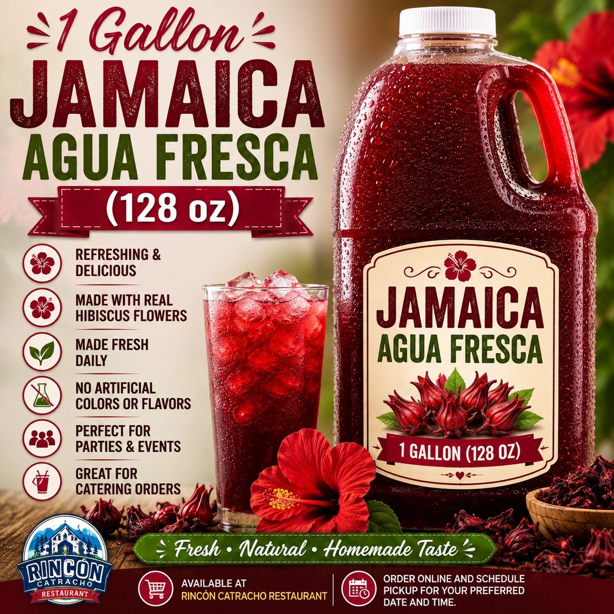 1 Gallon Jamaica Juice (128 oz).