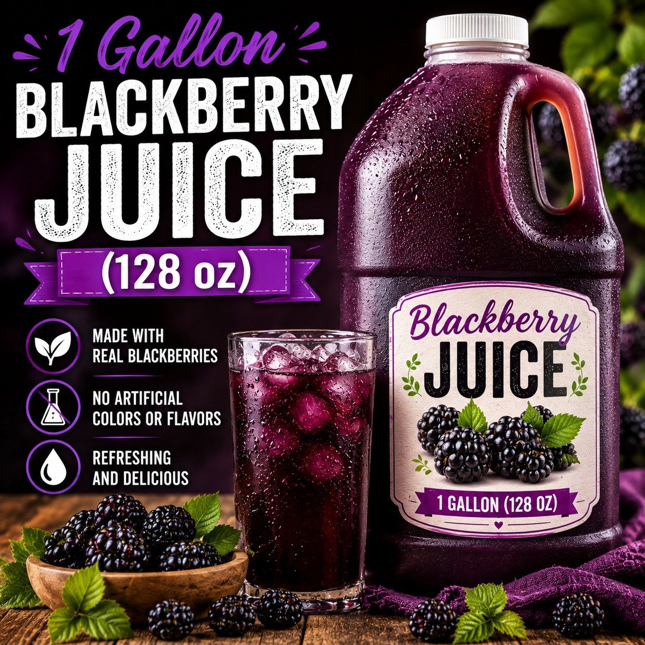 1 Gallon BlackBerry Juice (128 oz).
