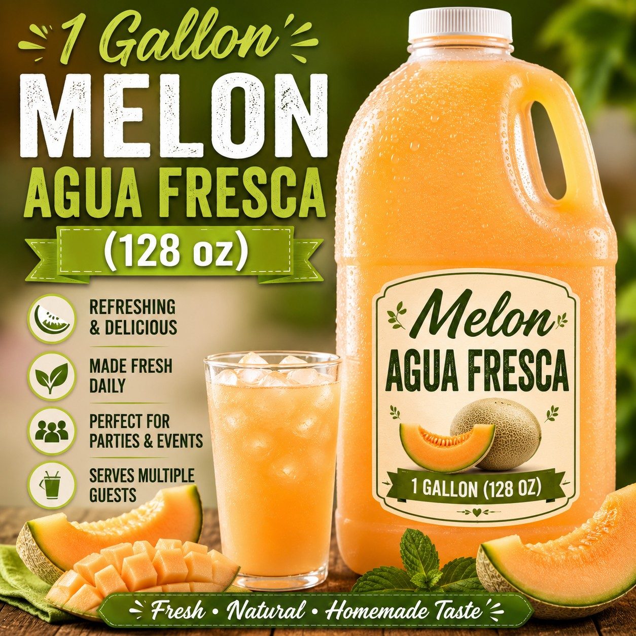 1 Gallon Melon Juice (128 oz).