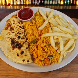 Kid's #4 One Quesadilla, Rice And French Fries
